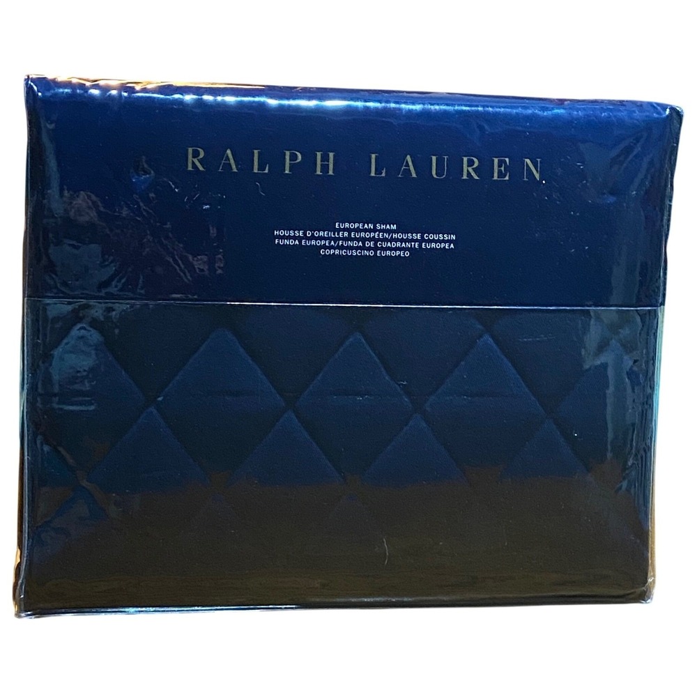 Ralph Lauren Modern Equestrian Cromwell Quilted Euro Sham Navy Blue Button Close - Picture 5 of 7